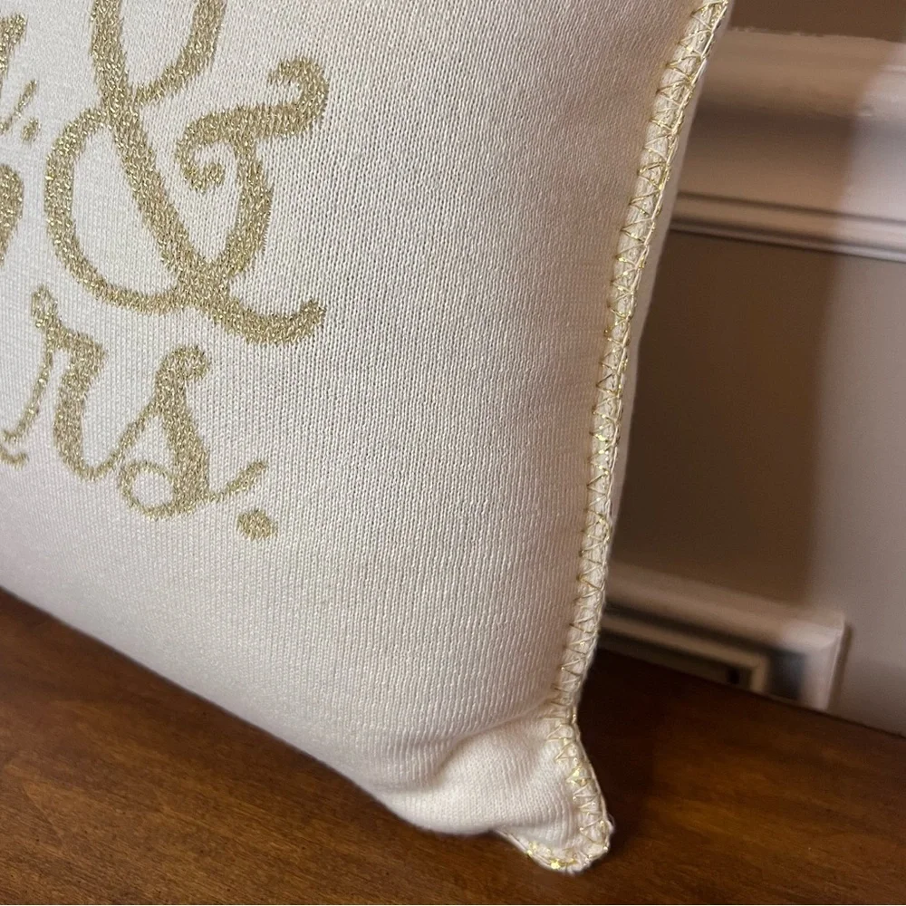 Elegant Mr. & Mrs. Pillow - Cream and Gold